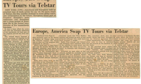 Europe, U.S. Swap TV Tours via Telstar, Europe, America Swap TV Tours via Telstar